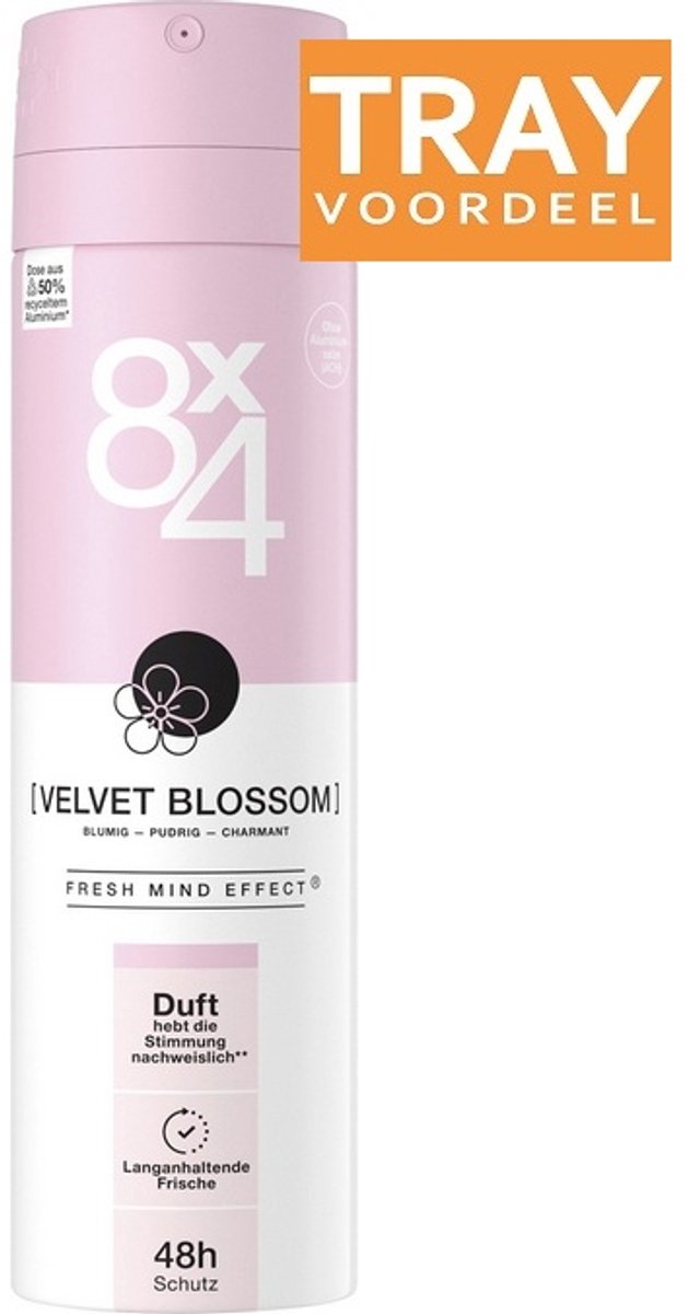 8X4 VELVET BLOSSOM DEODORANT SPRAY 6 X 150 ML