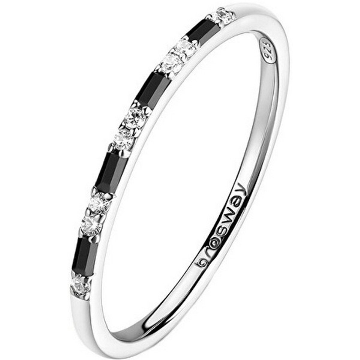 BROSWAY FANCY FMB128 - 54 MM - ZILVEREN RING MET ZWARTE/TRANSPARANTE ZIRKONIA'S 1 STUK