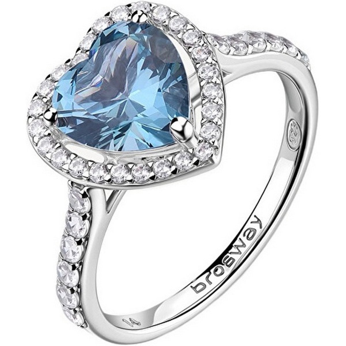 BROSWAY FANCY FCL128 - 50 MM - ZILVEREN HARTJES RING MET BLAUWE/TRANSPARANTE ZIRKONIA'S 1 STUK