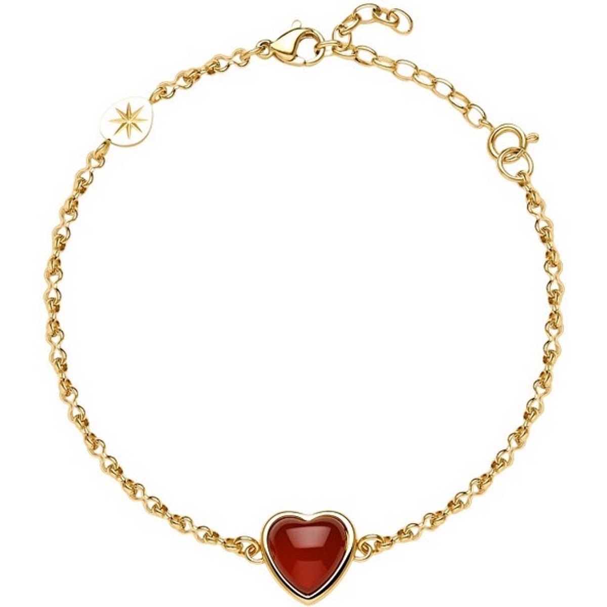 BROSWAY ESSENTIAL BNL140 GOLD-PLATED HARTJES ARMBAND MET RODE AGAAT 1 STUK
