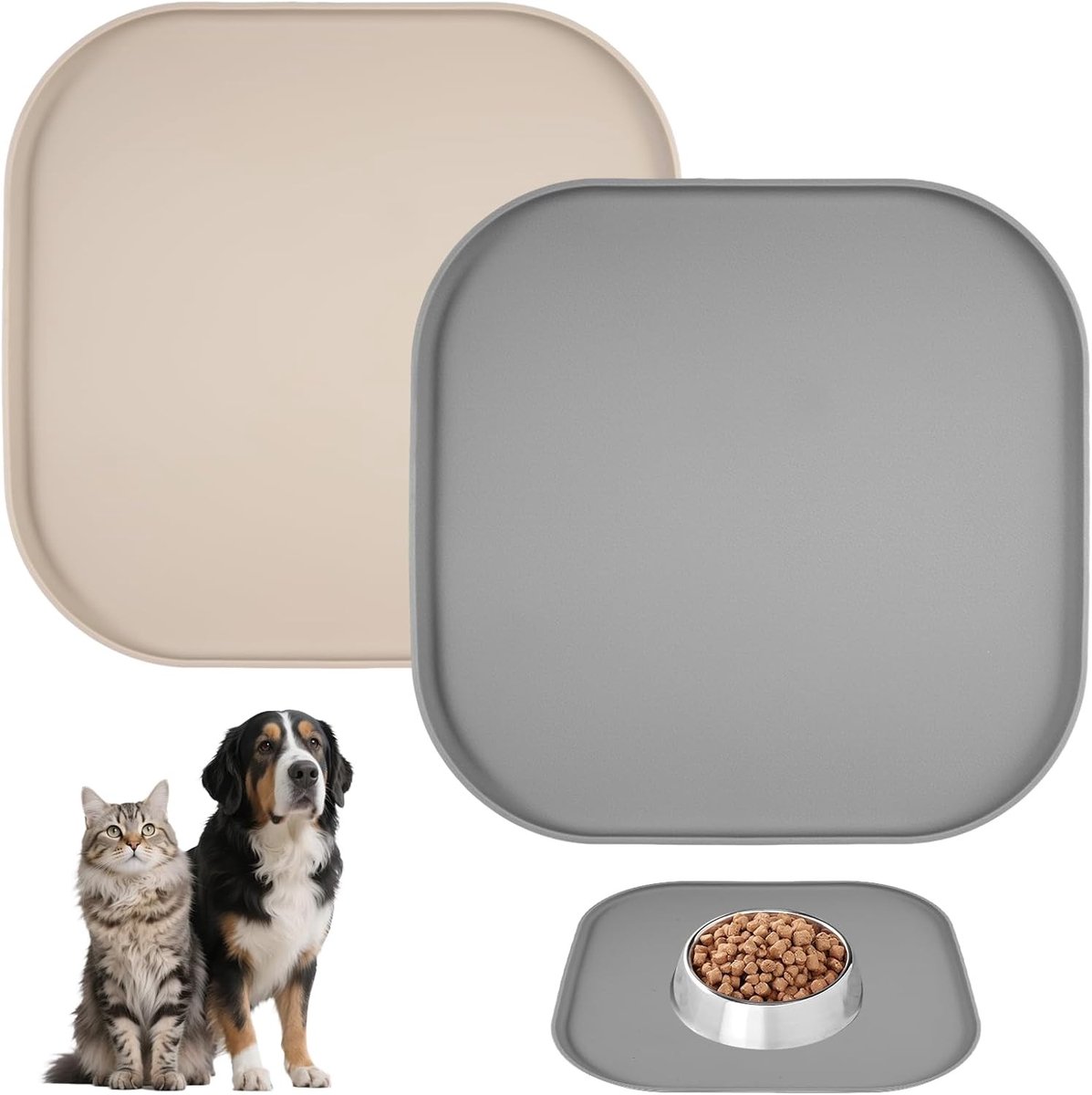 2 stuks Waterdichte Siliconen Voedermat voor Honden en Katten | 27×27cm Antislip Voermat, Morspreventie en Eenvoudig Schoon te Maken