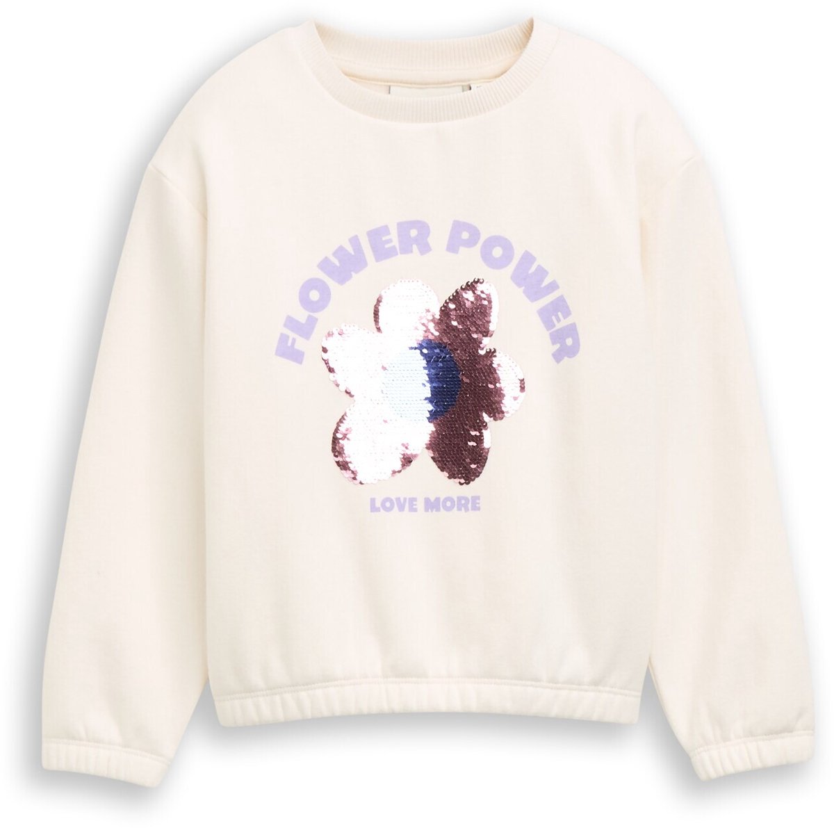 Tom Tailor - Cropped sweatshirt met omkeerbare pailletten - Maat 128/134 - Gardenia White