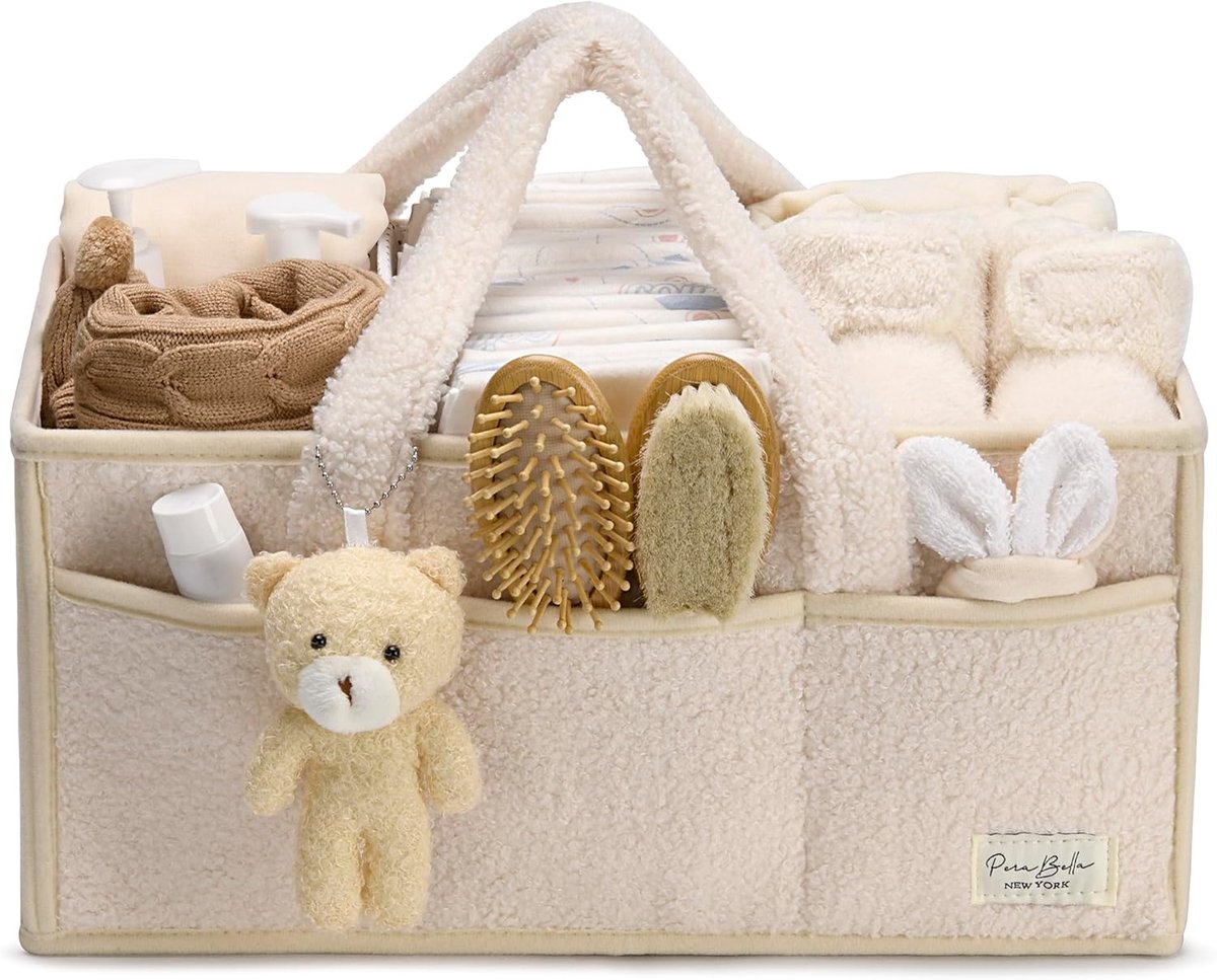 SnelShoppen - Luxe Baby Luier Caddy Organizer - Draagbare Opbergmand voor Luiers en Babydoekjes - Multifunctionele Luiertafel Organizer - Cadeau voor