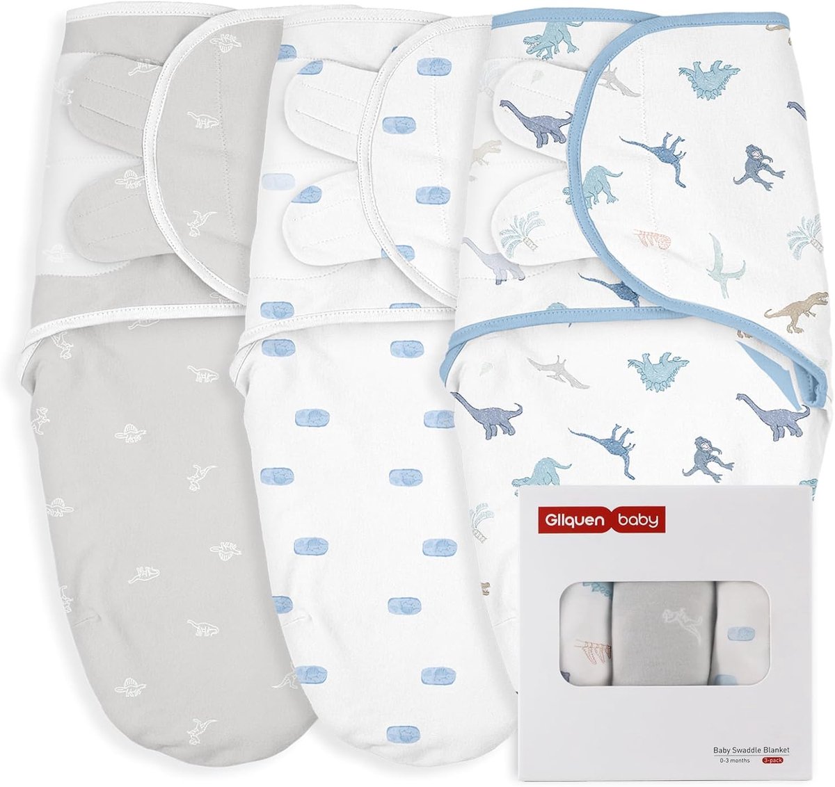 SnelShoppen - Baby Slaapzakken 100% Organisch Katoen, 0-3 Maanden, Oeko-Tex 100, Set van 3 Swaddles voor Veilig en Comfortabel Slapen