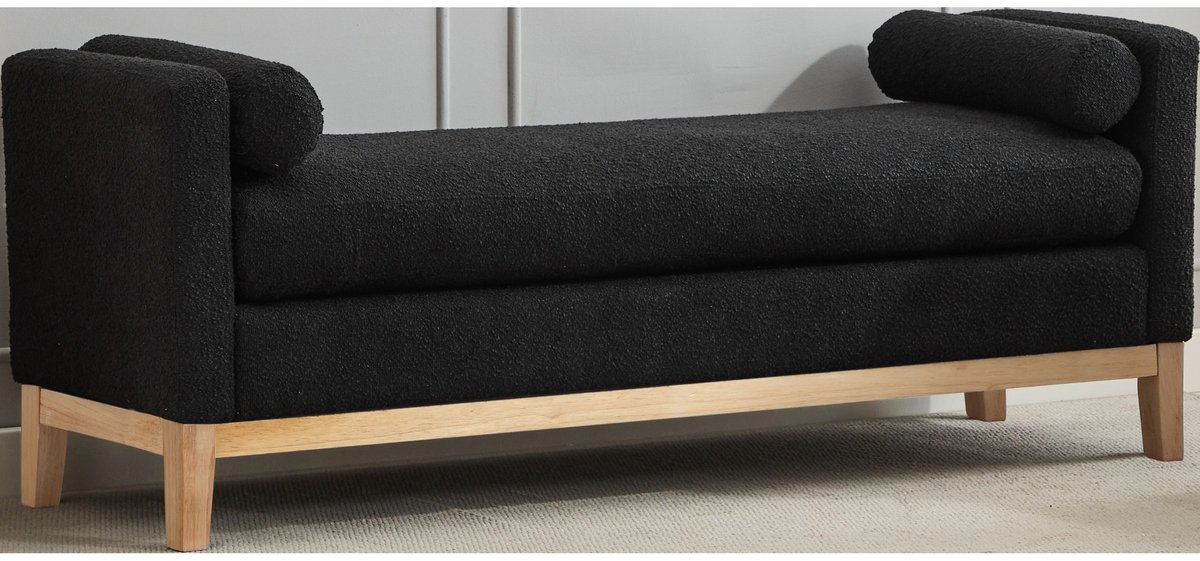 YYchan gestoffeerde zitbank - zwart - 149 x 50 x 63,5 cm