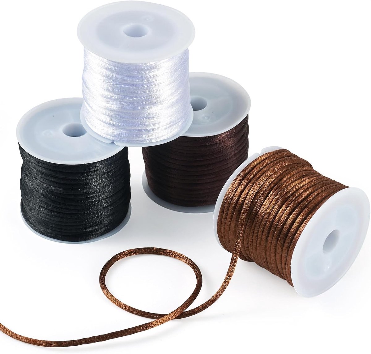 4 Rollen Satijn Nylon Kralen Draad 2mm Rattail Macrame Touw voor DIY Breien en Thuisdecoratie