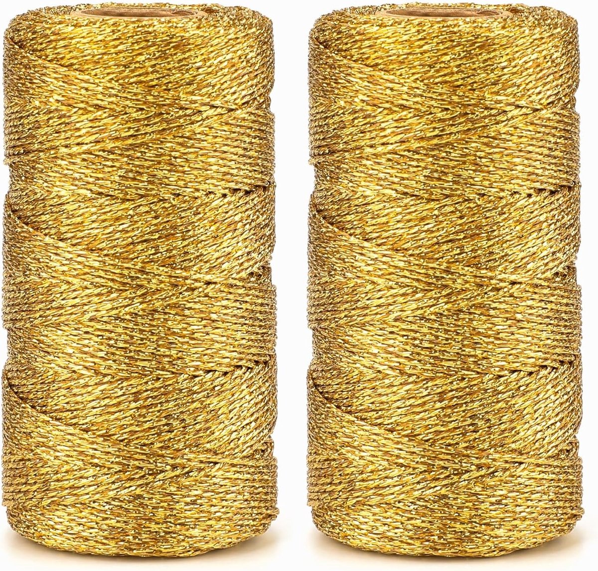 200m Gouden Touw, 1.5mm Sprankelend Goud Draad voor Cadeauverpakking, Glitter Touw voor Sieraden en Kerstdecoratie, Creatieve Knutselprojecten