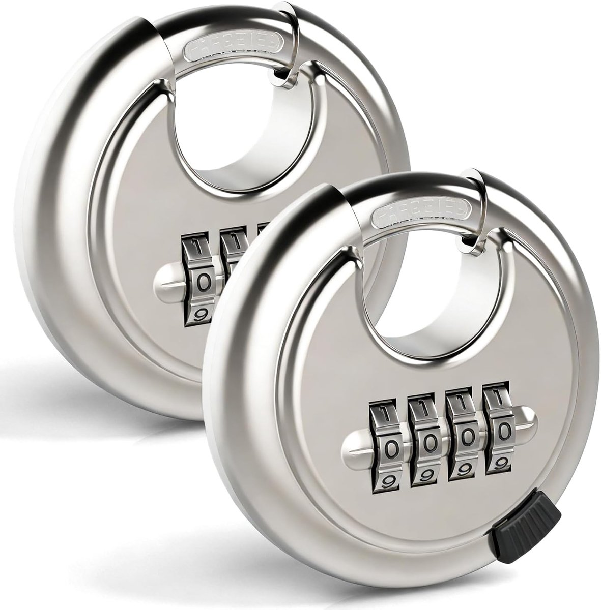 Thijox - Hangslot Cijferslot 70 mm - 2 Stuks - Roestvrij Staal - 4-Cijferig Cijferslot - Rond Beugelslot voor Schuur, Opbergeenheid, Lagers en Tuin