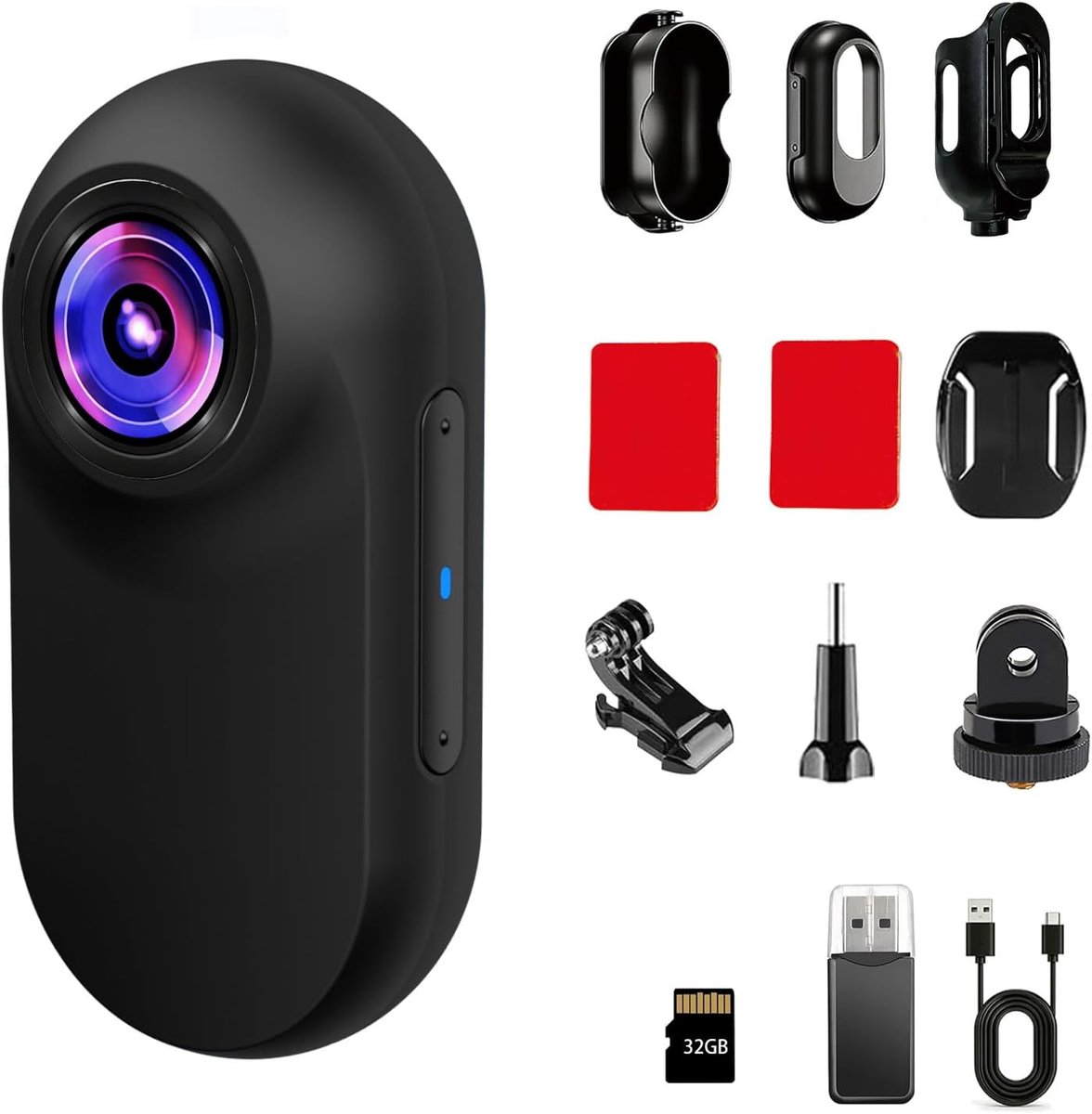 SnelShoppen - Xilecam ONE Action Camera 1080P – Duidelijke Video-opnames, Ideaal voor Reizen, Inclusief Diverse Accessoires voor Helm en Selfies
