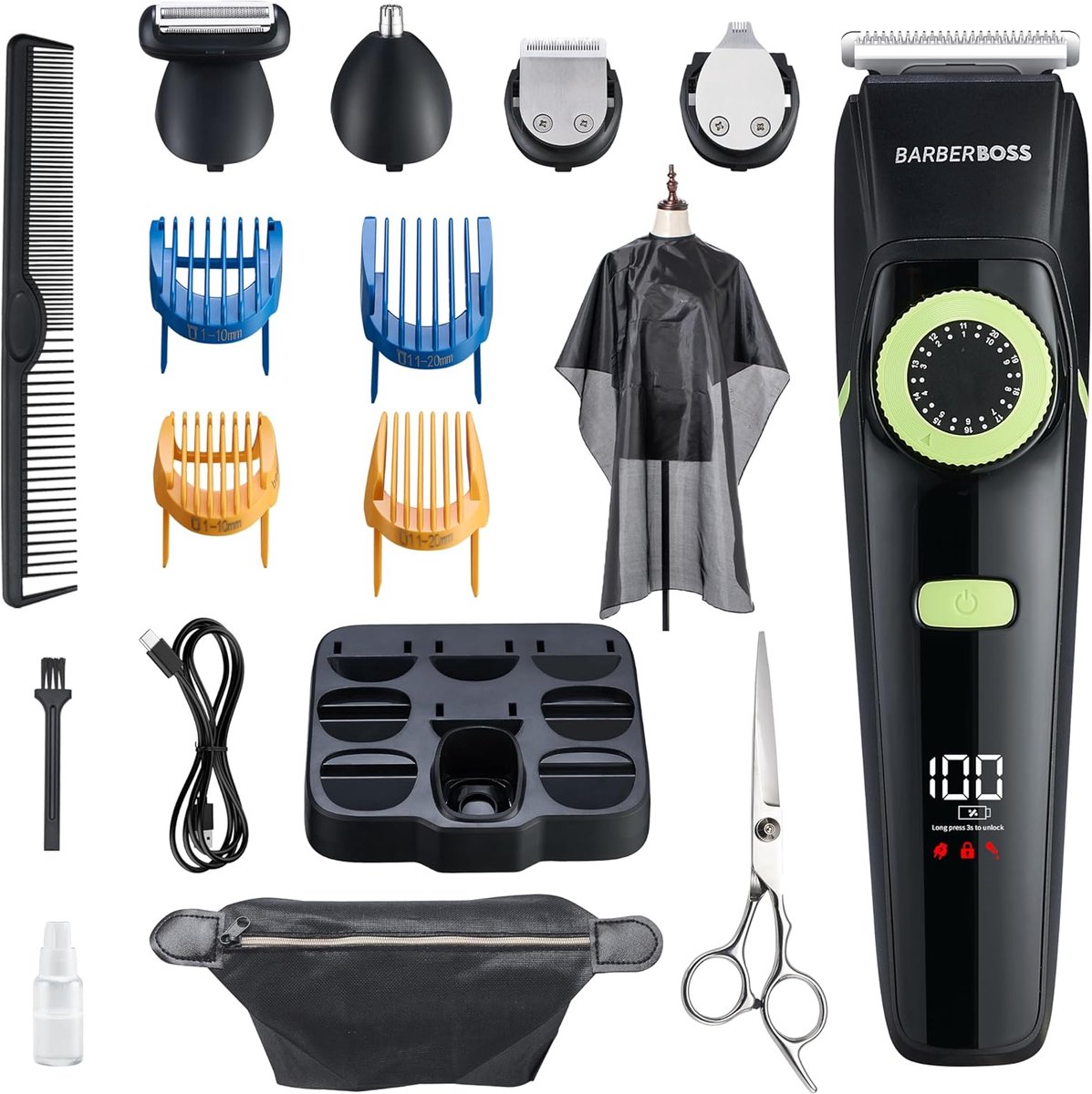 Thijox - Baardtrimmer Man & Tondeuse & Neus Trimmer Set - Waterproof Grooming Kit voor Perfecte Verzorging - QR-6090