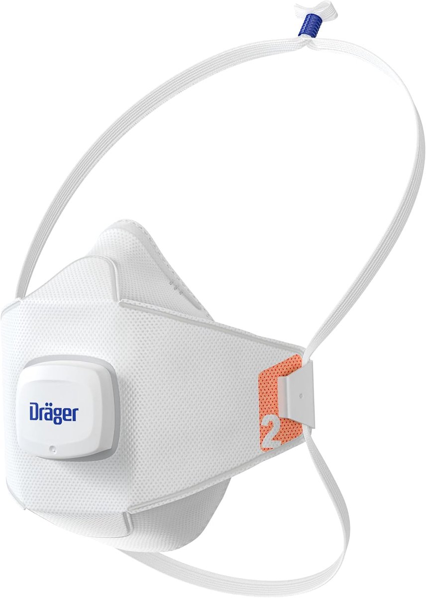 Thijox - Dräger X-plore 1920+ V stofmasker FFP2 met ventiel, verstelbare hoofdband, bescherming tegen deeltjes en aerosolen, 10 stuks, maten S/M-L