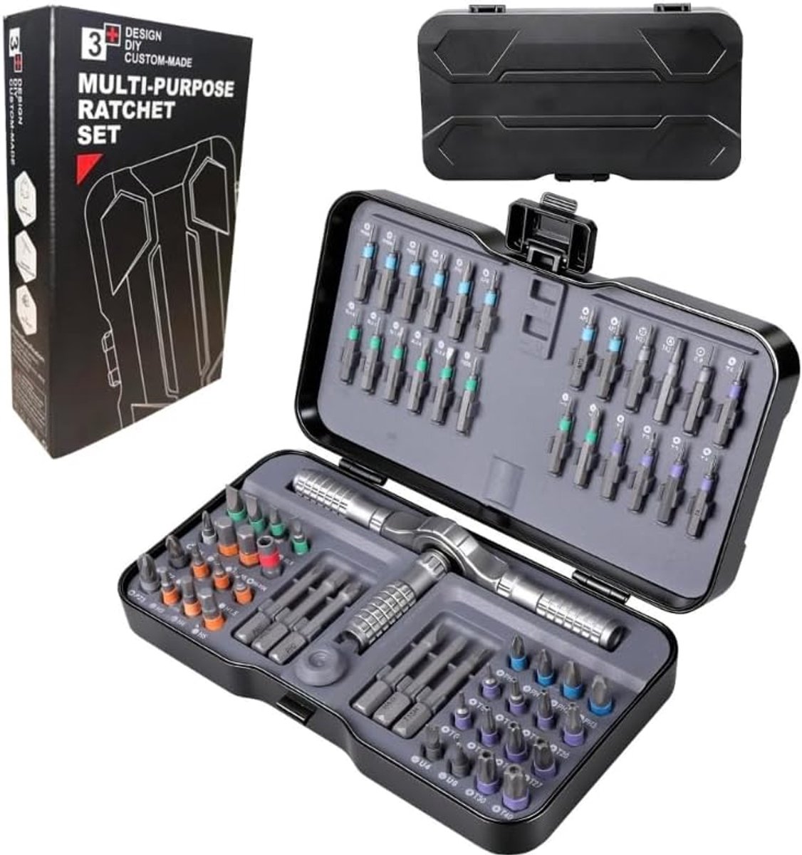 SnelShoppen - 66 in 1 Schroevendraaier Set - Ratchet Schroevendraaiers met Magnetische Bits - Handgereedschap voor Thuisreparatie - Zinc Alloy & Alloy