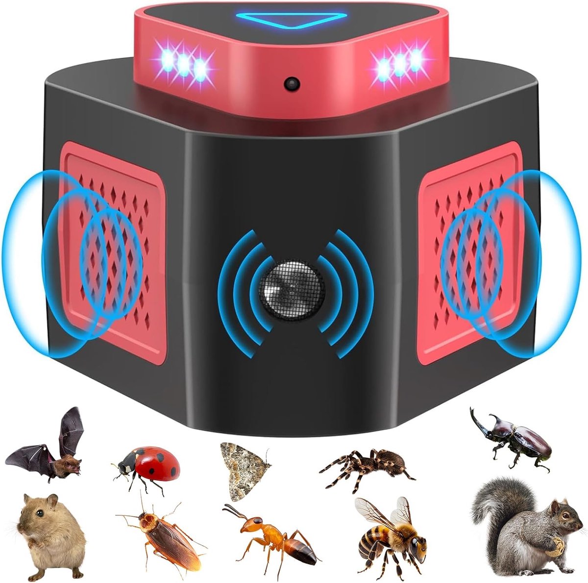 SnelShoppen - Ultrasonic Muizen en Ratten Bestrijdingsapparaat 360° met LED Licht - Plug-in Dierenvriendelijk Ongediertebestrijdingsmiddel voor Muizen