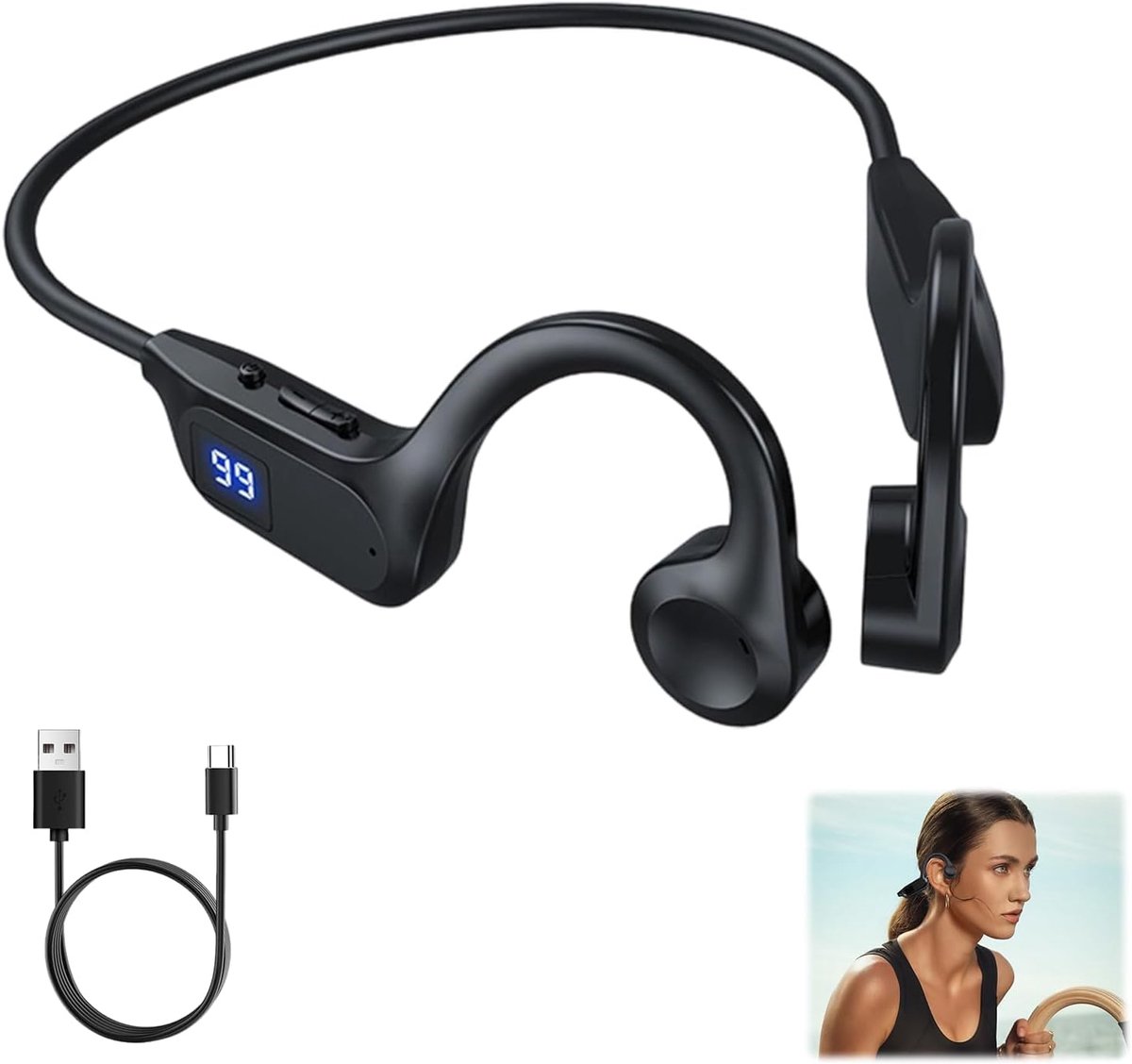 Thijox - Draadloze Hoofdtelefoon met Beengeleiding, Bluetooth V5.2, Hifi Stereo, Waterdicht IP65, 15 Uur Looptijd, Sporthoofdtelefoon voor Activiteite