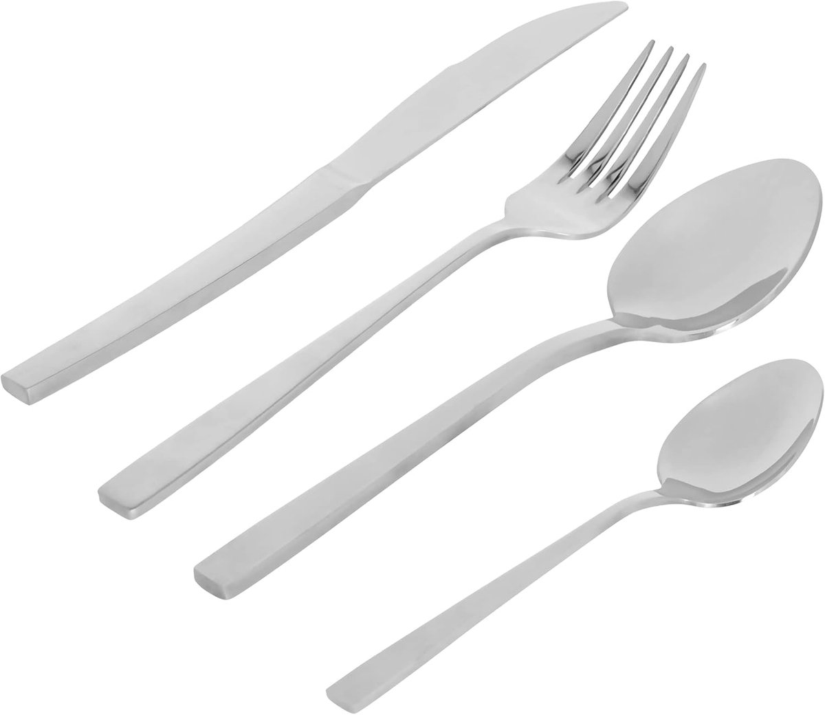 Krumble Cutlery set 24 pieces - 6 people - Fork - Spoon - Knife - Dessert spoon - Steel - Silver colored - ShopVlot