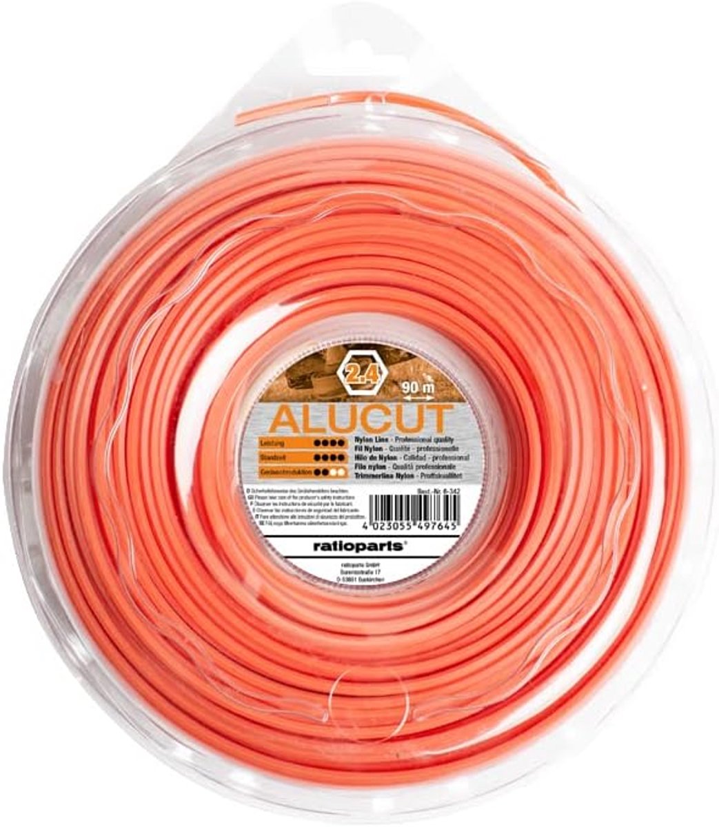 Trimmerdraad Nylon - Grasmaaier Draad - Onkruid Verwijderen - 6-Zijdig Profiel - 2 mm 61 m - Oranje