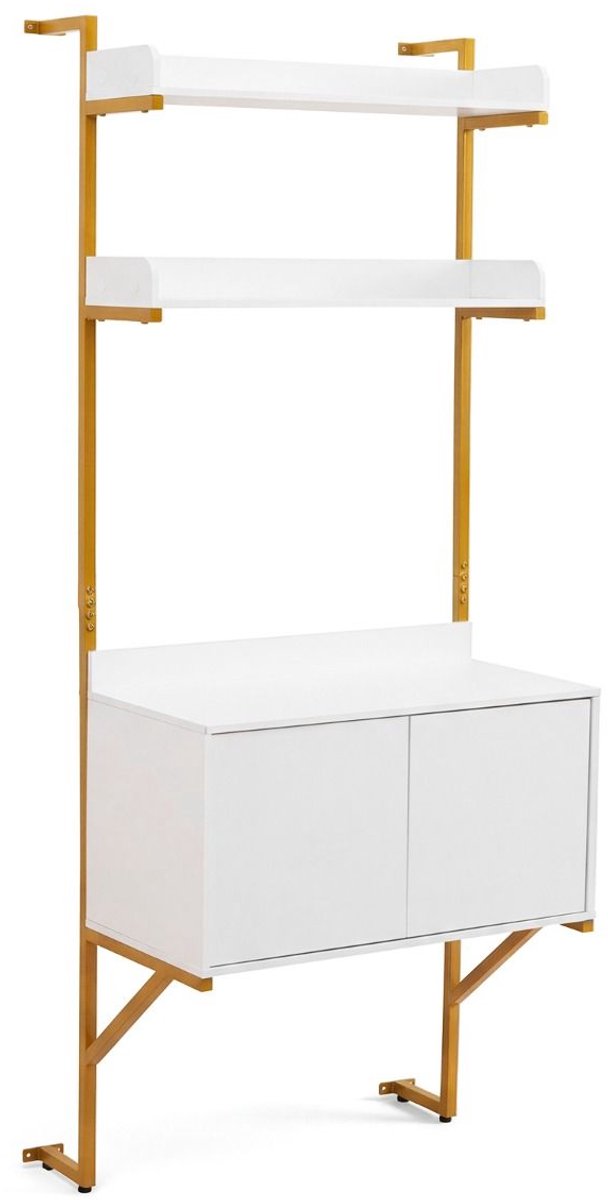 SureDeal® - Opbergrek - Boekenrek - Wandmontage - Open Legplanken - Kast - Dubbele Deuren