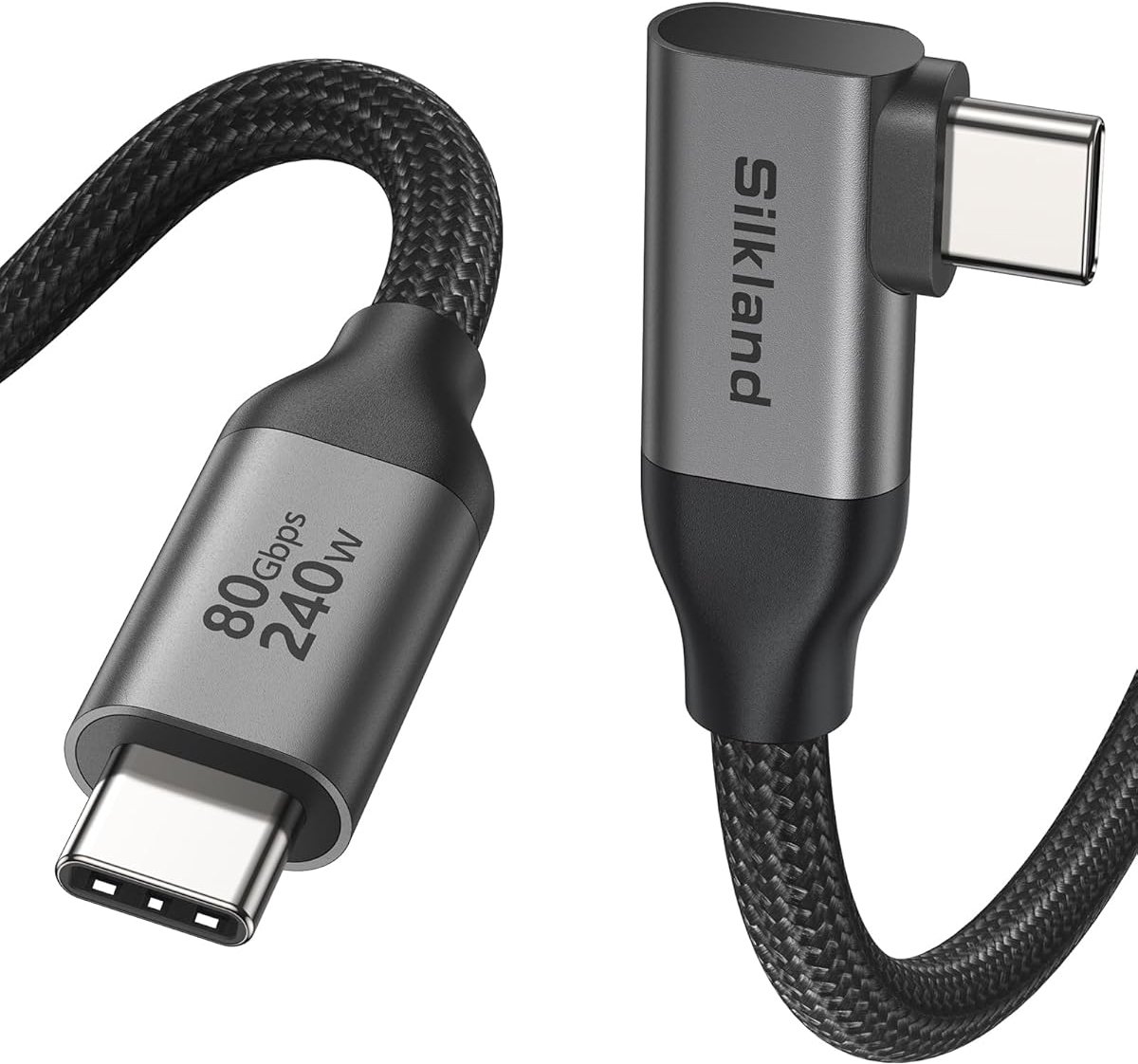 Thijox - USB4 V2.0 Thunderbolt 5 Kabel 2M - 80Gbps, 120Gbps Videobandbreedte, 16K/Dual 8K, 240W Opladen, USB-C 90 Graden voor MacBook M4 Pro, Dock, Mo