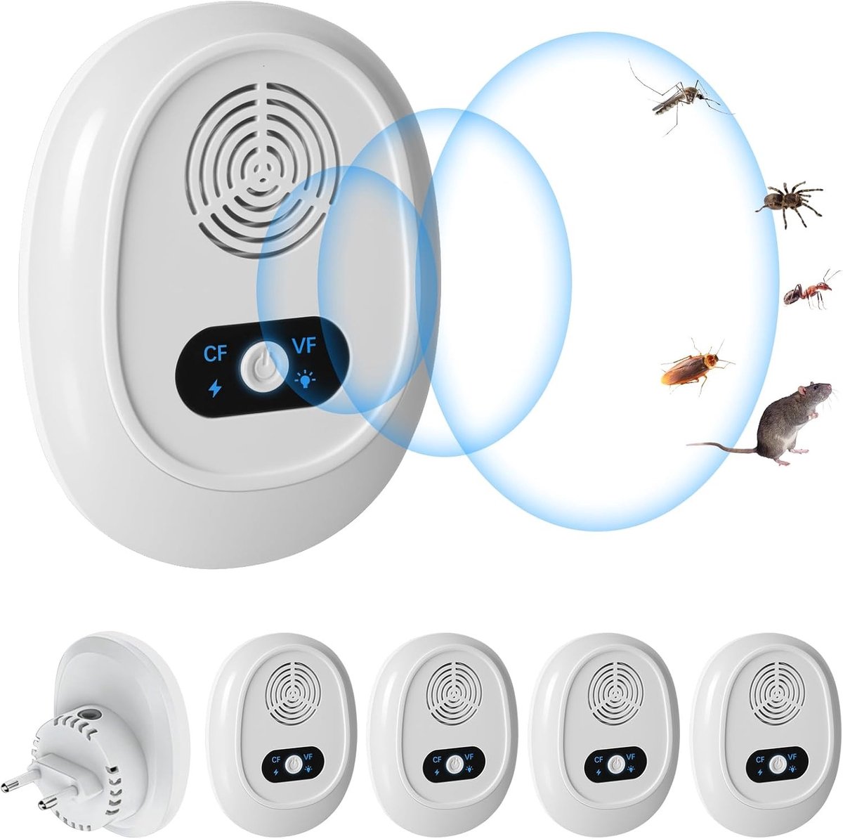 Ultrasone ongediertebestrijders - 6 stuks plug-in insectenwering voor muggen, muizen en vliegen