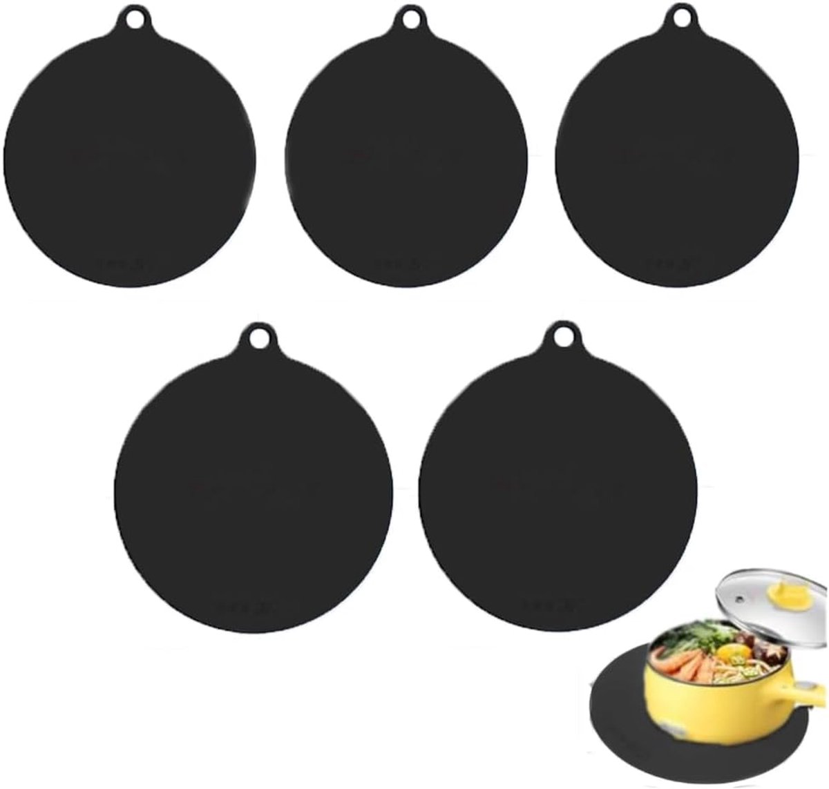 Thijox - 5 Pak Elektrische Inductie Kookplaat Beschermer Antislip Siliconen Pad Krasbeschermer Hoes Warmte-Isolerende Mat, Zwart voor Keuken, BBQ, Fee