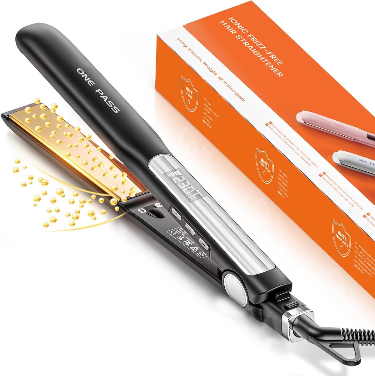 SnelShoppen - Titanium Stijltang 2-in-1 met Ionen, 20 Seconden Warmte, Helder LCD-Display, Ideaal voor Gladmaken, Krullen en Golven, Perfect voor Fees