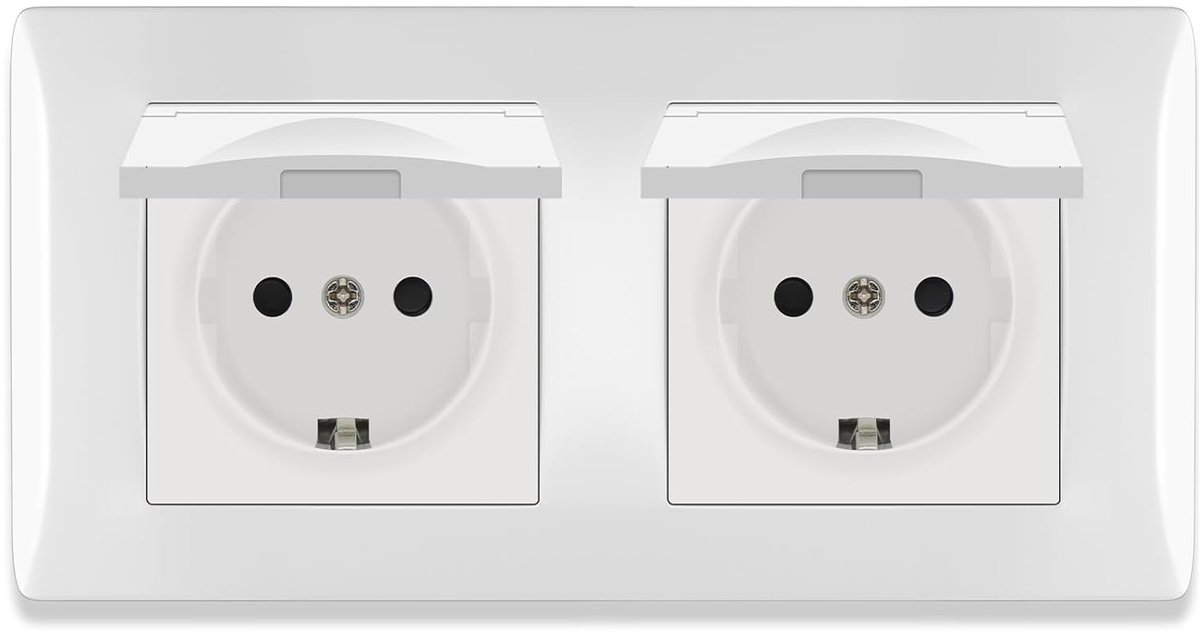 BSEED Socket with Waterproof Cover, Flush-mounted Double Socket with Quick Connector, 2 Fold Socket Recessed with PC - ShopVlot