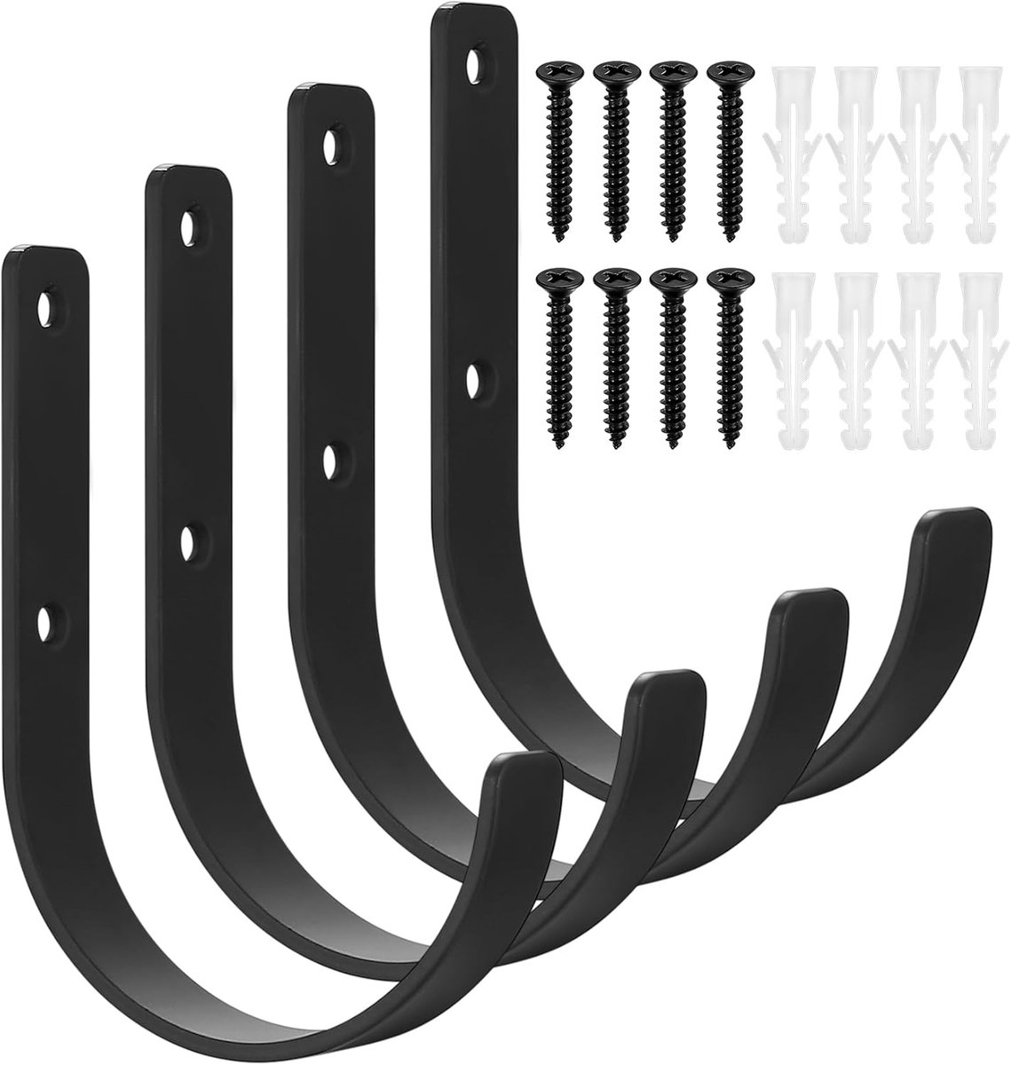 SnelShoppen - 4 Pack Wandhaken, Garage Haken, Sterke Haken, Wandgemonteerde Ladder Haken, Tuinhaken, Fietshouders, Gereedschap Organizers, J Haken, Ro