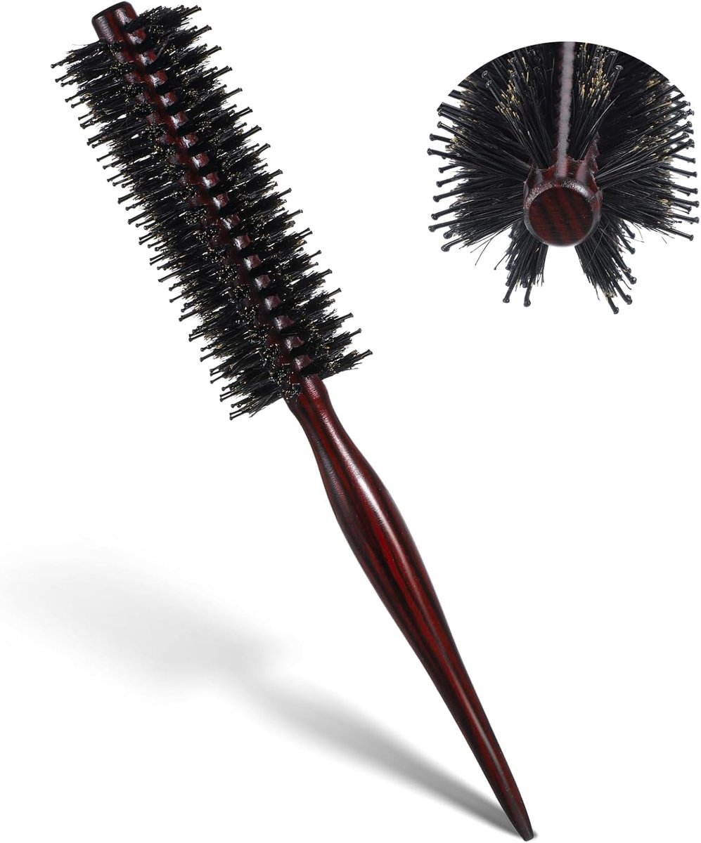 Thijox - Ronde Borstel van Zwijnenhaar - Kleine Droogborstel voor Baard en Haar - Natuurlijk Hout - Draagbare Baardborstel voor Mannen en Vrouwen - Ko