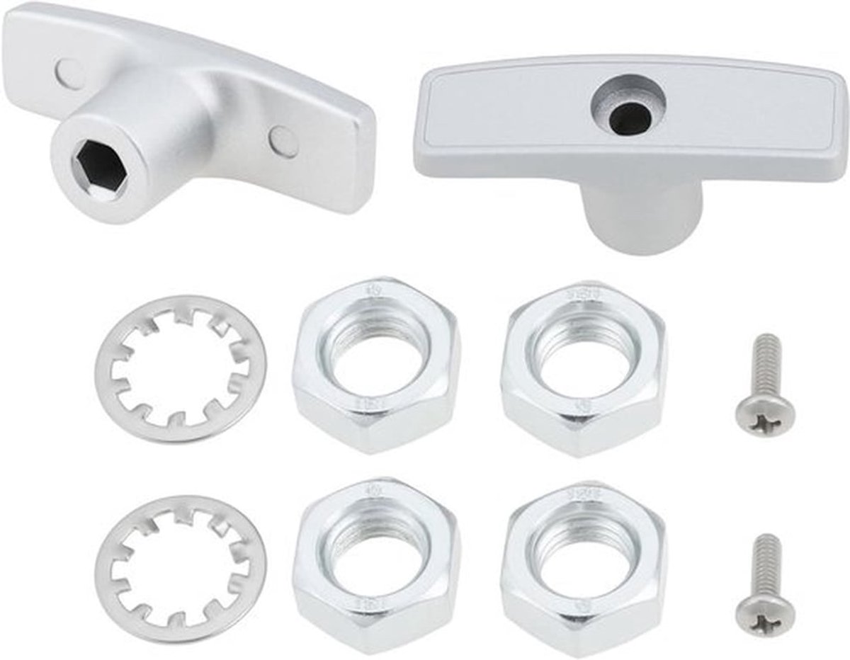 Afvalklepsystemen - Aluminium - Vervanging Set - Handvat - 2 Pack - Moeren Schroeven Pakkingen - Geschikt voor Riool Tank - Dump Valve - RV - Nieuwe Kit Afdichtingen Onderdelen.