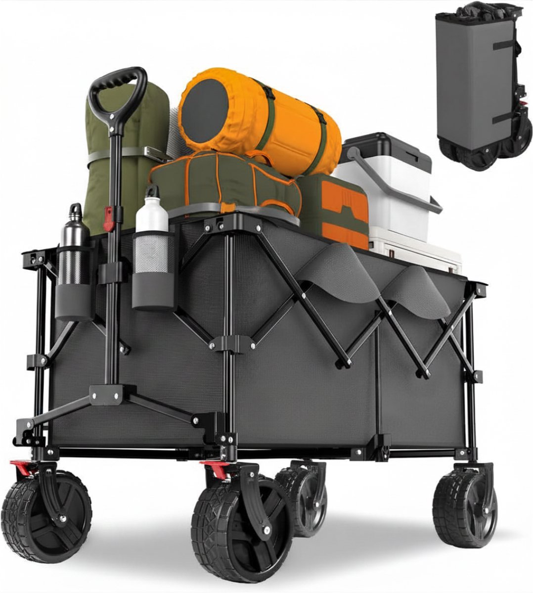 SP® Bolderkar - Opvouwbare Handkar - Festival Trolley Multifunctionele Kar - Zwart - 92cm x 97cm x 57cm