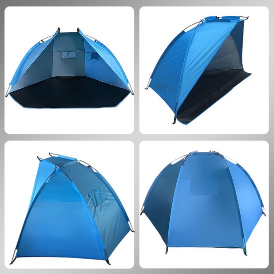 Strandtent - Kampeertent - Zonneschermtent - Tent - Waterdicht - UV-bescherming - Makkelijk mee te Nemen - 220x120x120 CM - Blauw — afbeelding 4