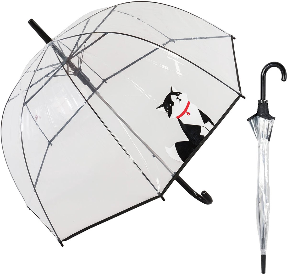 LE MONDE DU PARAPLUIE Doorzichtige paraplu in klokvorm met hondenmotief,Franse buldog