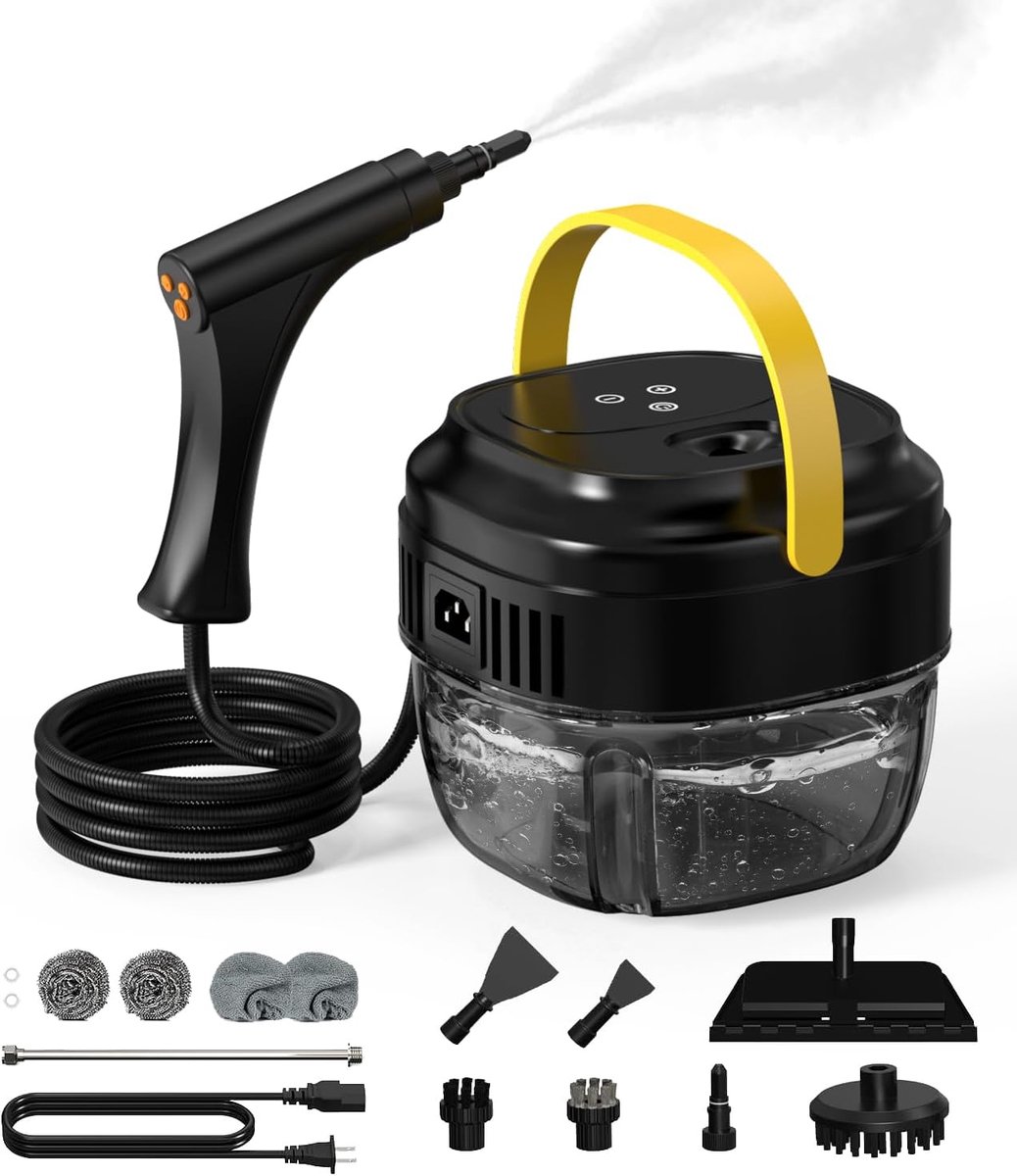 Handstoomreiniger, waterreservoir van 1,7 liter, 6 instelbare standen, draagbare stoomreiniger, snelle opwarmtijd van 15 seconden, hogedrukstoomreiniger van 1500 watt.