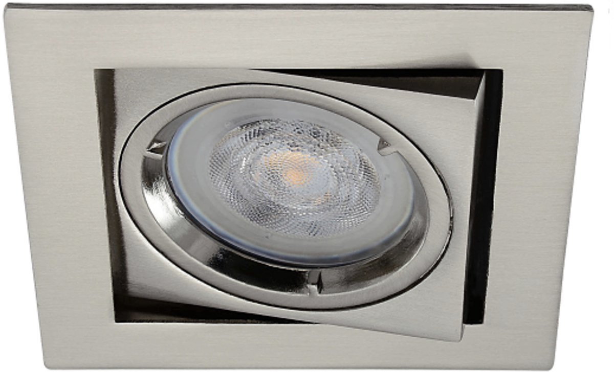 LED inbouwspot Yonis -Vierkant RVS Look -Extra Warm Wit -Dimbaar -4W -Philips LED