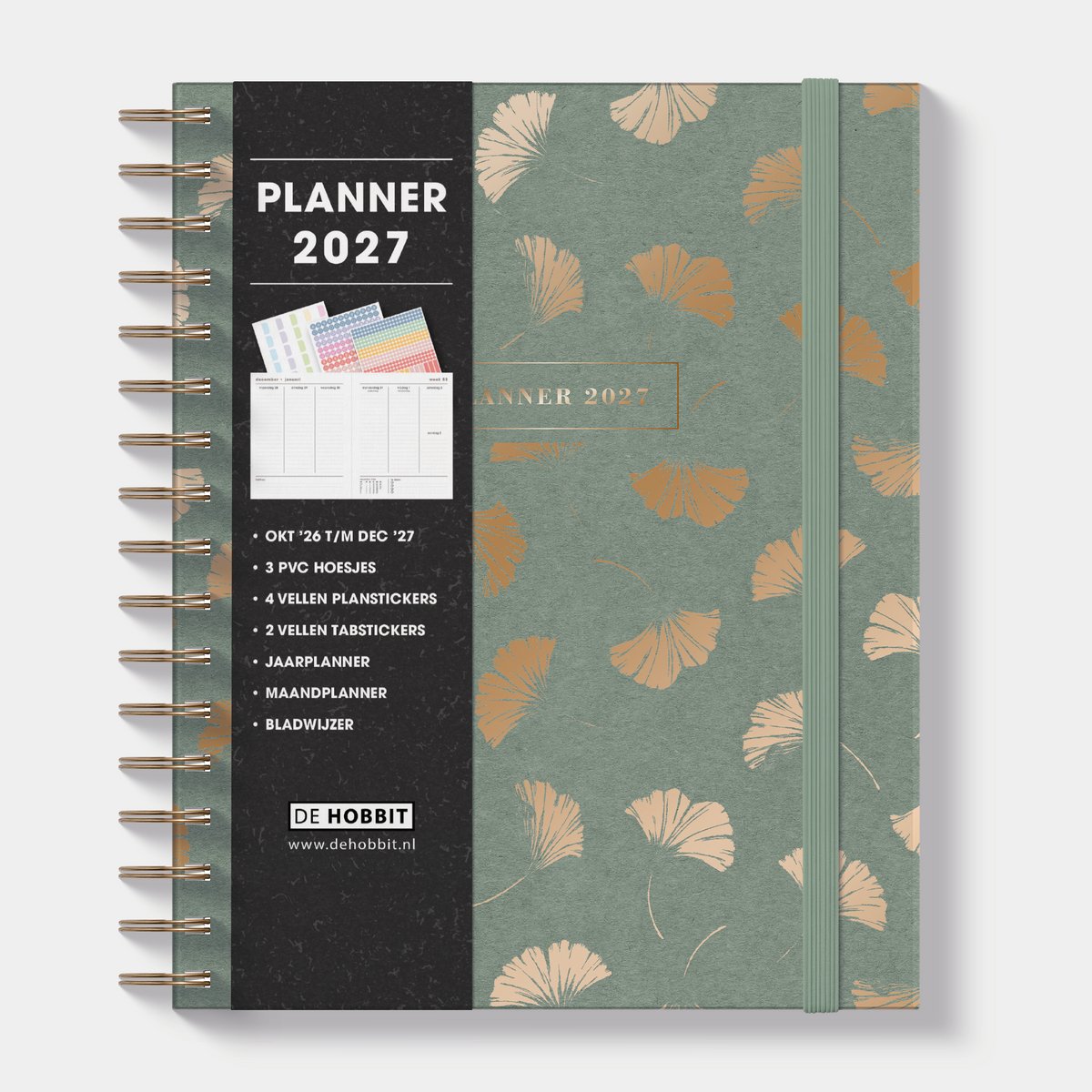 Hobbit - Luxe Weekplanner 2027 - (23 x 18,5 cm) - 1 week op 2 pagina's - Harde Kaft - Gingko Goud