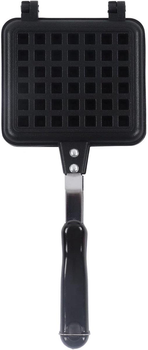 Wafelpan met Handvat - Wafelijzer Bakplaat - Ontbijt Maken - Dubbele Handgrepen - 35 x 14.5 cm - Rood