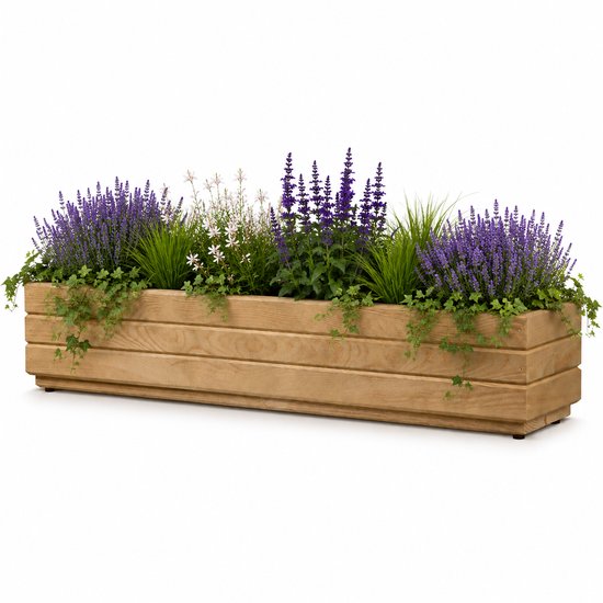 Plant&Bak Jardinière de balcon Épicéa L90 × l17 × H17 cm – Jardinière en bois étroite pour balcon et balustrade – Chêne miel