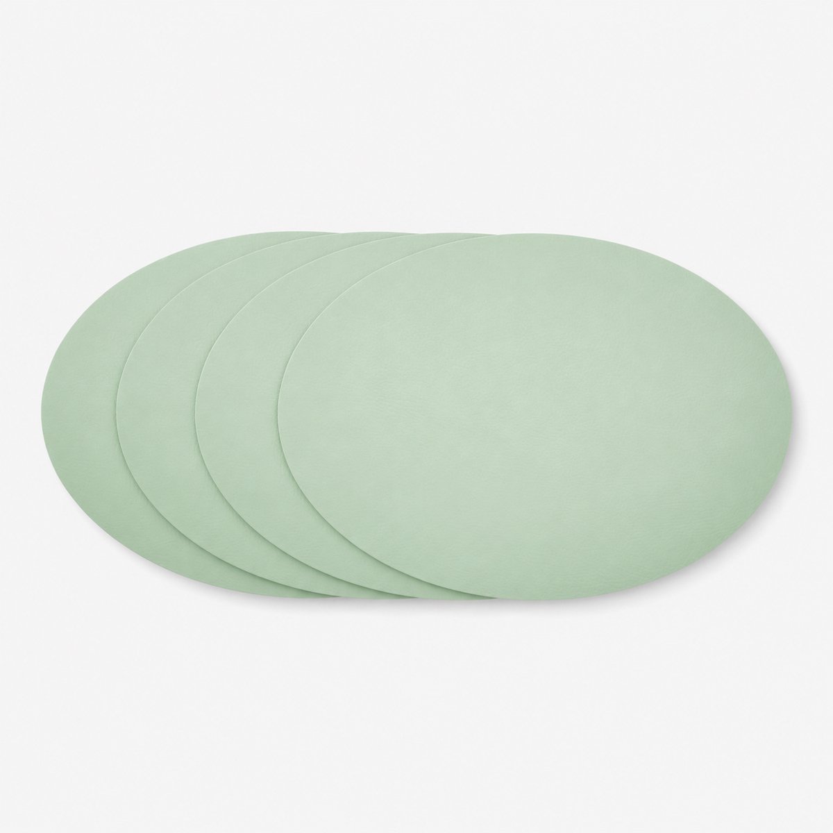 Placemat set gerecycled leer - ovaal - 33 x 45 cm - 4 stuks - Herb