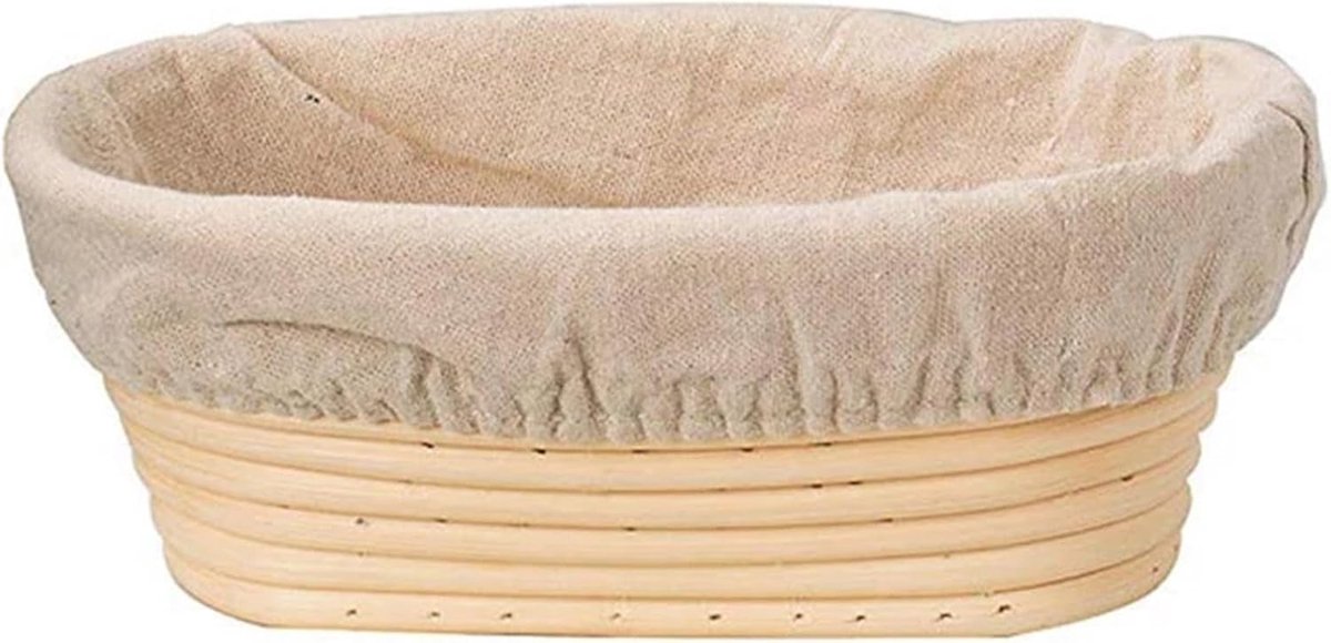 Brood Rijs-mand - Banneton Broodmand - Brood Bakken - Natuurlijk Rotan Materiaal - 17x12x6cm - Houtkleur