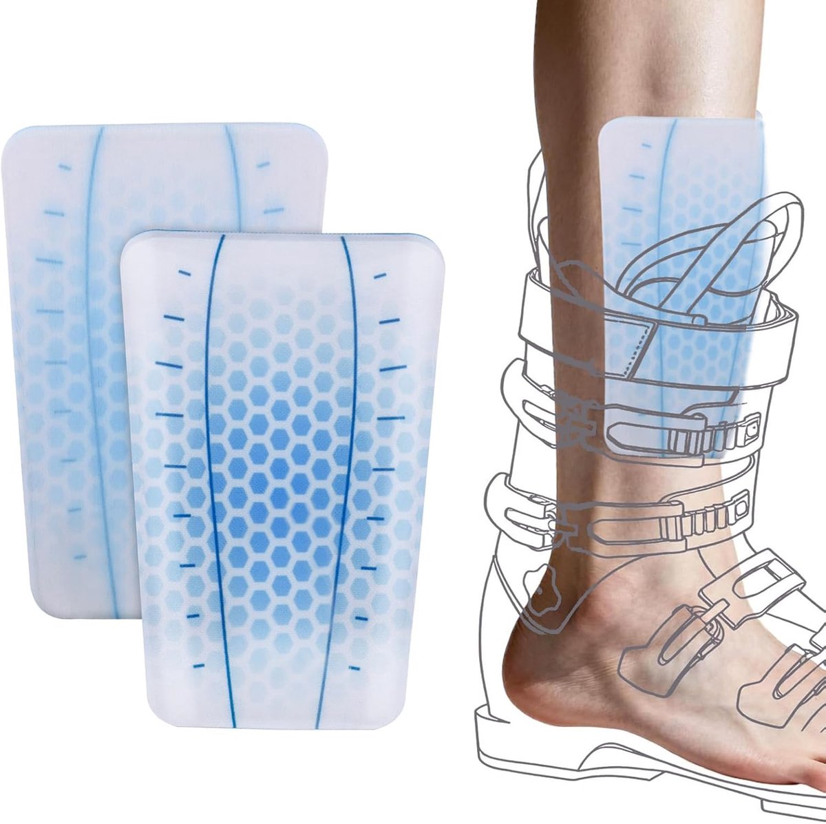 Skischoen Scheenbeschermers - Snowboard Beschermers - Wintersport Comfort - Drukontlasting Gel - ca. 15 x 10 cm - Blauw