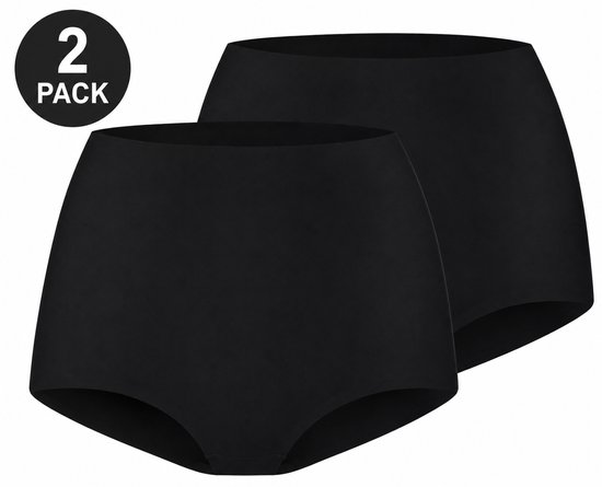 Voordeelverpakking van twee zwarte naadloze high waist slips.