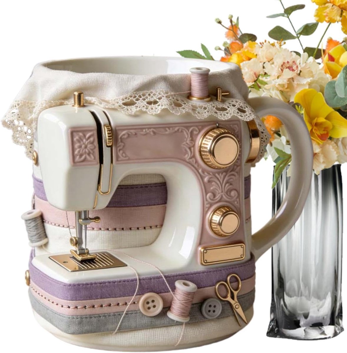 Koffiemok Keramiek - Thema Mok - Thema Decoratie - Naaimachine Design - 330 ml - Uniek