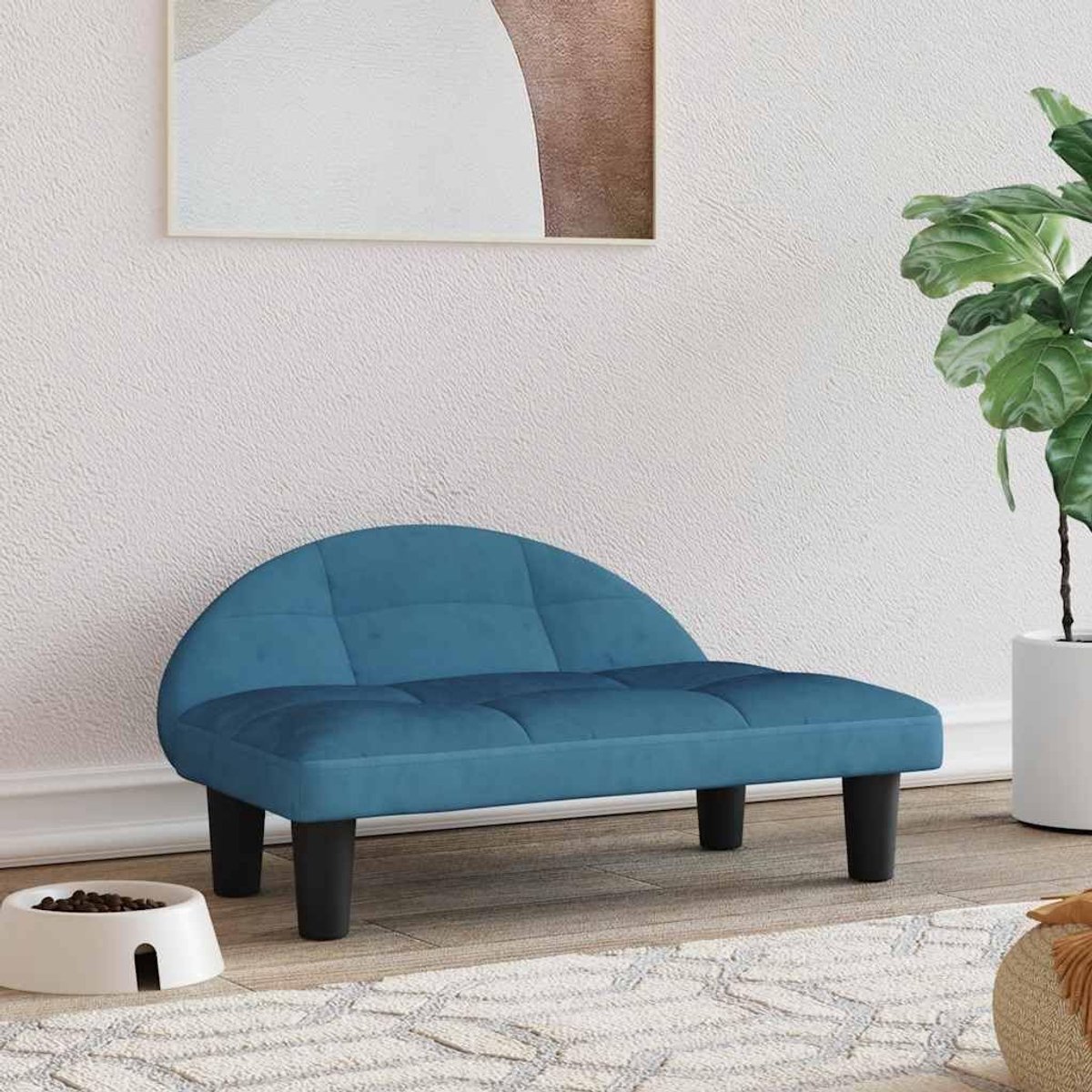 Hondenbank - Huisdierbed - Ontspannen voor huisdieren - Massief houten frame - 70x52x30 cm - Blauw
