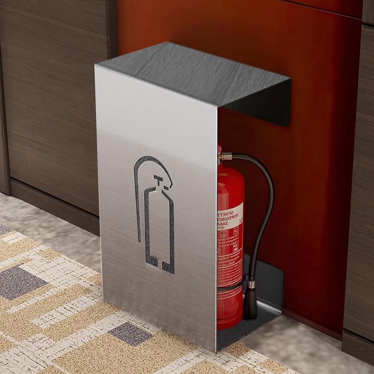 Brandblusserkast - Opbergdoos - Veilige Opslag - Roestbestendig - 55 cm Hoog - Zwart