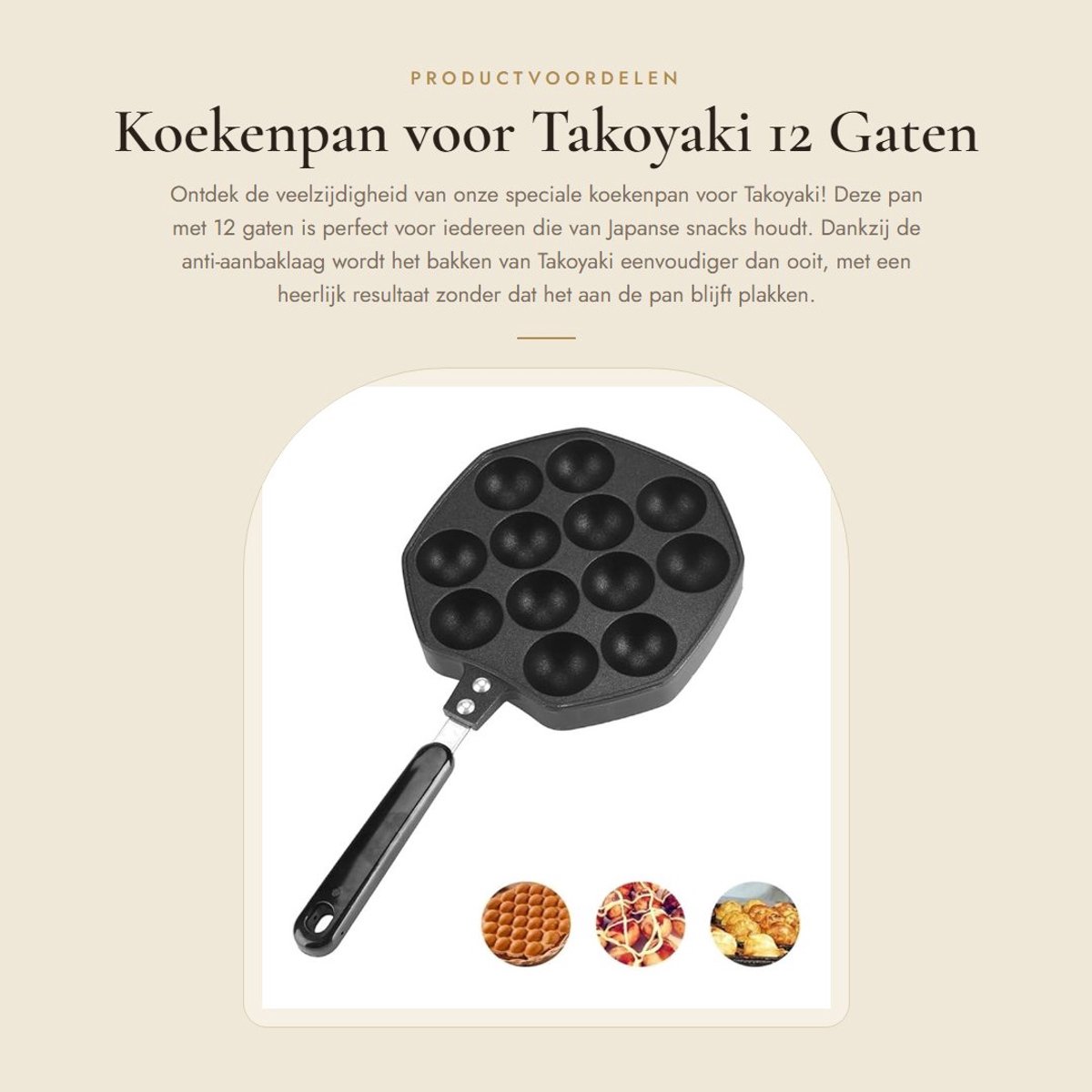 Dailygoods- Koekenpan 12 gaten - Takoyaki Grillplaat - Butaanoven - Antiaanbaklaag - Geschikt voor inductie - Makkelijk te reinigen - Takoyaki Pan