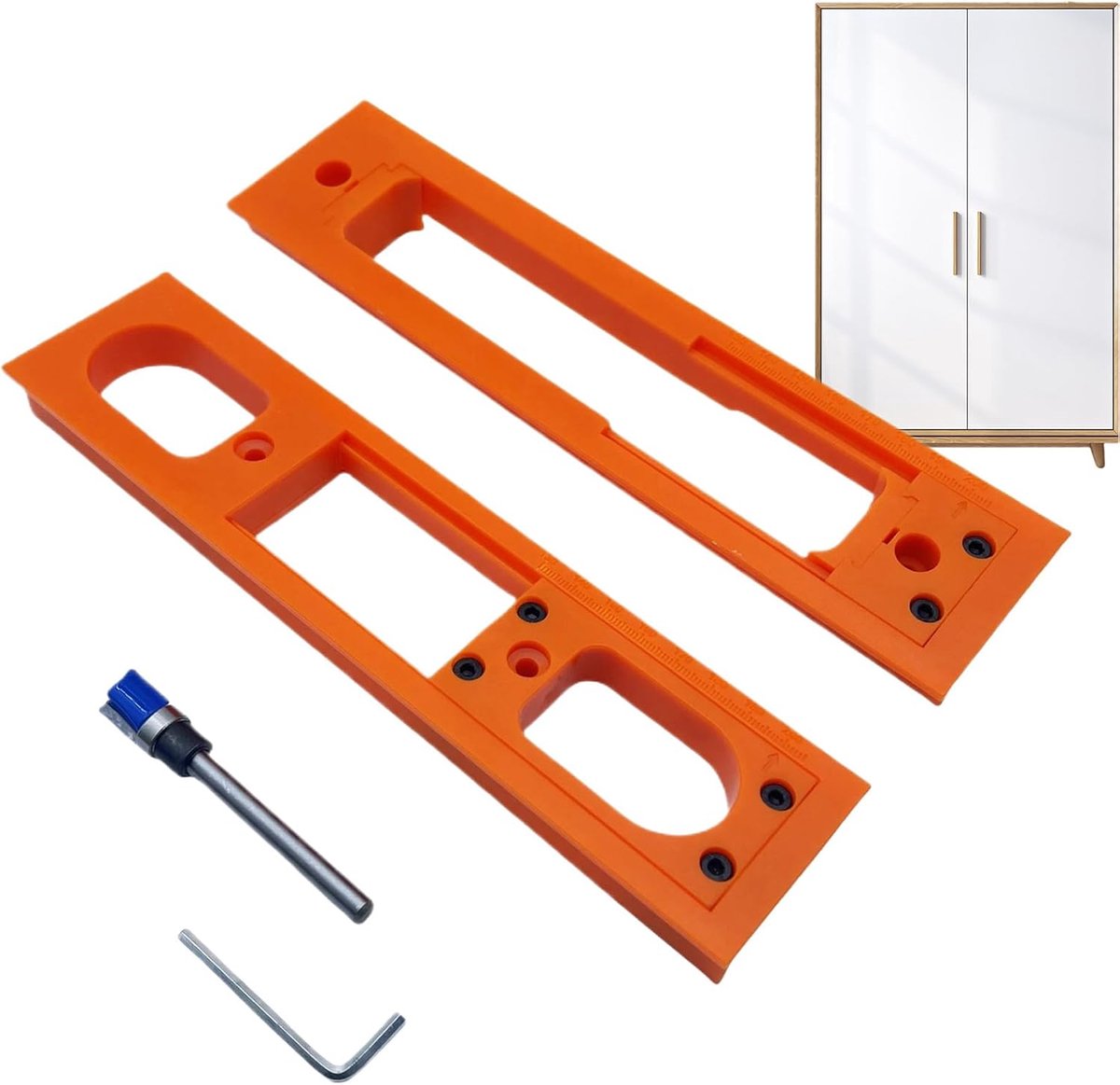 Deurbandsjabloon - Scharnierhulp - Deuren Monteren - Nauwkeurig en Flexibel - 24 x 12 cm - Oranje