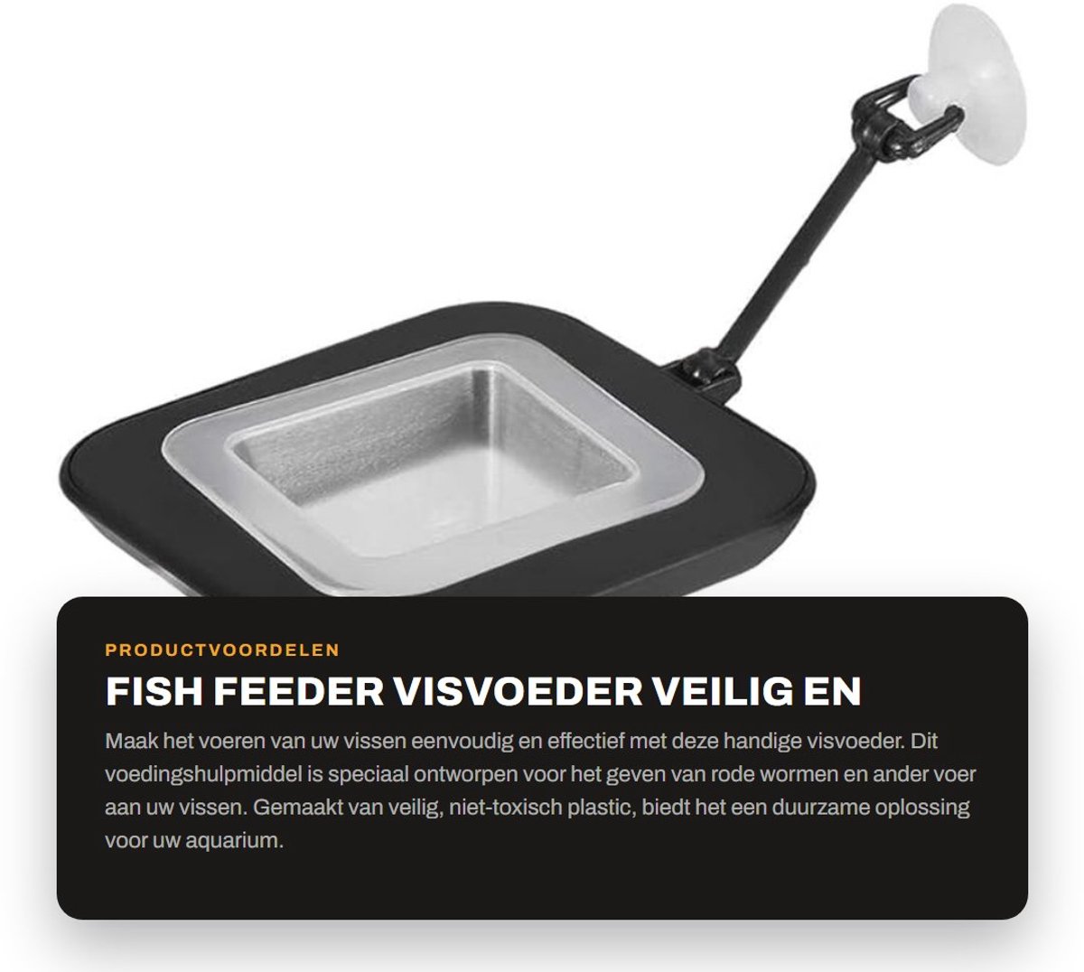 Dailygoods- Vis Feeder Duurzaam - Voederbak Kat/Vogels - Kunststof - Met Zuignap - Geschikt voor Rode Wormen - Afmeting 6,3 x 6,3 x 6,3 cm