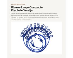 Dailygoods- Waslijn Uittrekbaar - Compact - 1,8 m - 12 Pinnen - Haken - Draagbaar - Ideaal voor Vakantie - Drooglijn