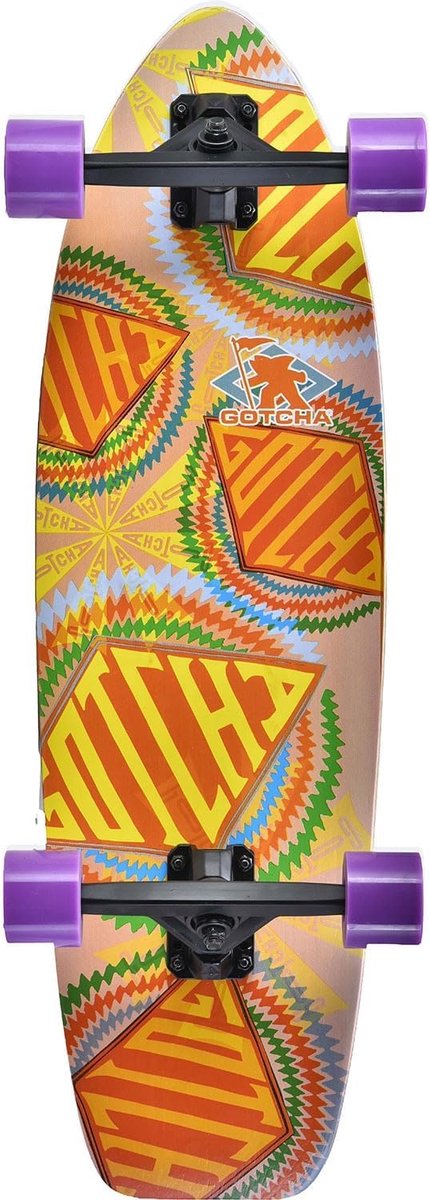 Cruiser Skateboard Compleet Board Stadse Ritjes Met Kicktail 8.5 Inch Breed Natuurlijk/Multi