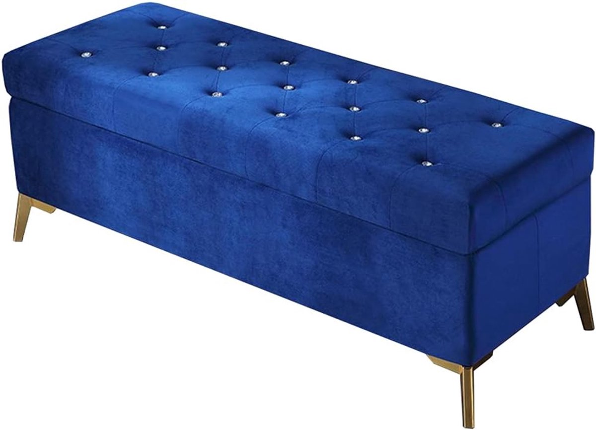 Opbergkruk Ottomaans - Zitbank Voetenbank - Extra Zitten - Stevige Houten Frame - 80cm Lengte - Rood